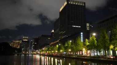 Japonya İmparatorluk Sarayı Gece Manzarası Tokyo 2023