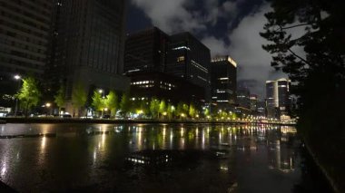 Japonya İmparatorluk Sarayı Gece Manzarası Tokyo 2023