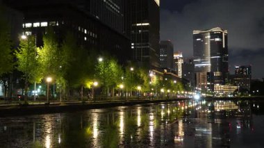 Japonya İmparatorluk Sarayı Gece Manzarası Tokyo 2023