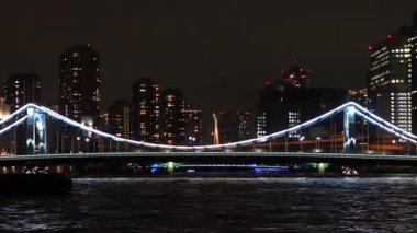Sumida Nehri Gece Manzarası, Tokyo Japonya Eylül 2024