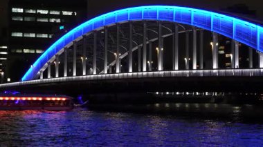 Sumida Nehri Gece Manzarası, Tokyo Japonya Eylül 2024