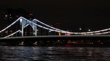 Sumida Nehri Gece Manzarası, Tokyo Japonya Eylül 2024