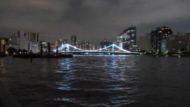 Sumida Nehri Gece Manzarası, Tokyo Japonya Eylül 2024