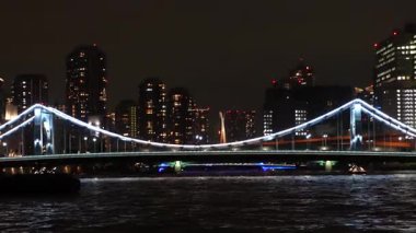 Sumida Nehri Gece Manzarası, Tokyo Japonya Eylül 2024