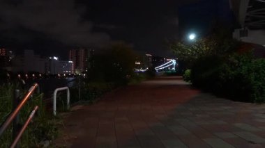 Sumida Nehri Gece Manzarası, Tokyo Japonya Eylül 2024