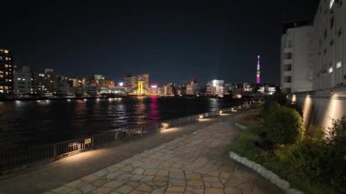 Sumida Nehri Gecesi, Tokyo Japonya Ocak 2024