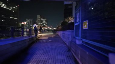 Sumida Nehri Gecesi, Tokyo Japonya Ocak 2024