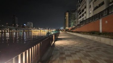 Sumida Nehri Gecesi, Tokyo Japonya Ocak 2024