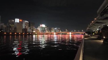 Sumida Nehri Gecesi, Tokyo Japonya Ocak 2024