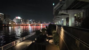 Sumida Nehri Gecesi, Tokyo Japonya Ocak 2024