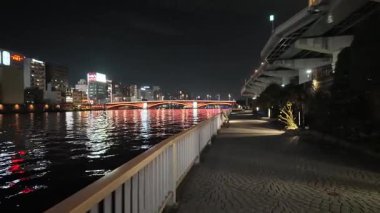 Sumida Nehri Gecesi, Tokyo Japonya Ocak 2024