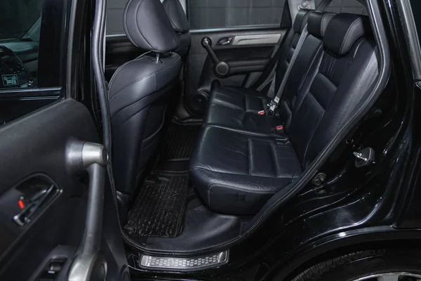 Novosibirsk Russia October 2020 Honda Rear Seat Passengers Black Leather — Stock Photo, Image