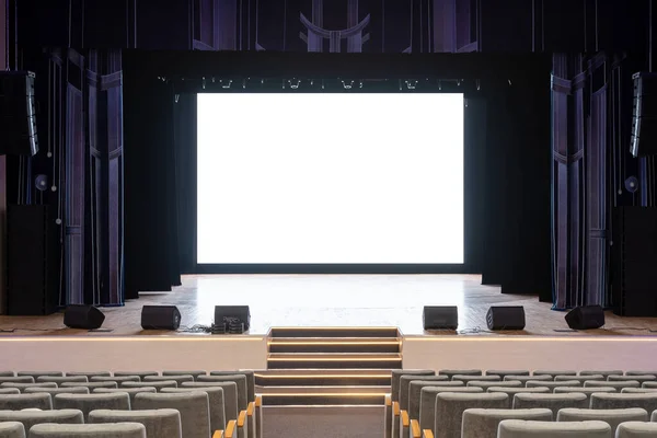 Sala Concertos Teatro Com Cadeiras Novas Vermelhas Interior Salão Teatro — Fotografia de Stock