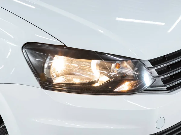 Novosibirsk Russia 2020 Volkswagen Polo Detail Light Close New Car — 스톡 사진