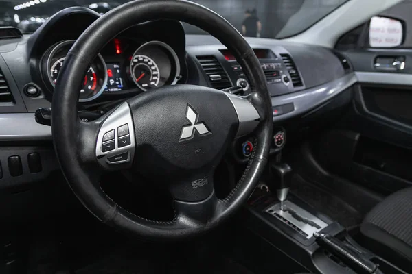 Novosibirsk Rússia Outubro 2020 Mitsubishi Lancer Detalhes Cabine Interior Cockpit — Fotografia de Stock