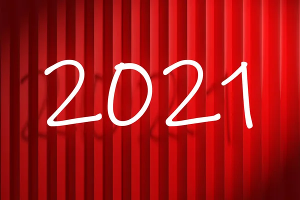 Illustrazione Iscrizione 2021 Numeri Bianchi Uno Sfondo Carta Piegata Rossa — Foto Stock