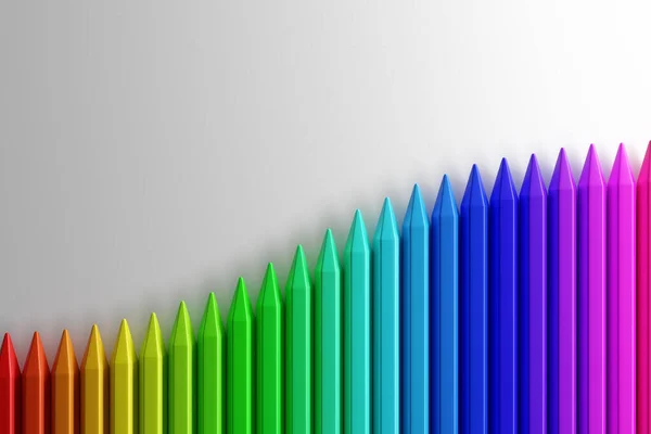 Renderização Conjunto Belos Lápis Coloridos Até Mesmo Arco Íris Fundo — Fotografia de Stock