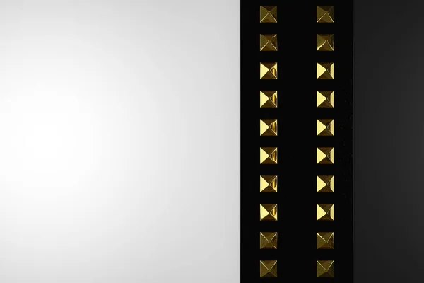 Illustration Yellow Metal Rivets Black Strip Similar Bracelet Black Background — Stock Photo, Image