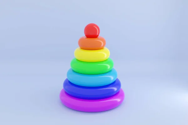 Illustration Plastic Toy Children Sorter Pyramid Colorful Parts Shape Circle — Stock Photo, Image