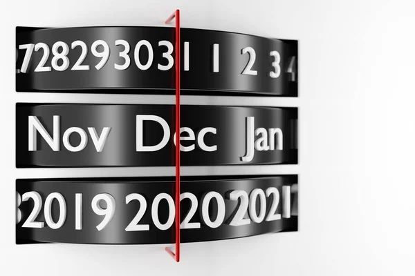 Illustrazione Calendario Strisce Nere Con Mesi Giorni 2021 Anni Sfondo — Foto Stock