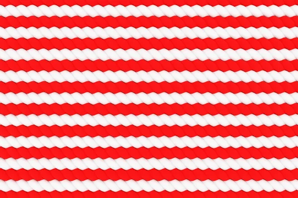 異なる色のステレオストリップの3Dイラスト 幾何学的な赤とロリポップのような白いストライプ 簡素化されたDnaライン — ストック写真