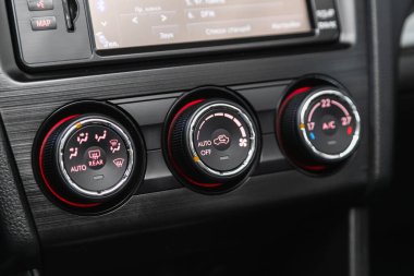 Novosibirsk, Russia  November 16, 2020: Subaru XV, Conditioner and air flow control in a modern car 