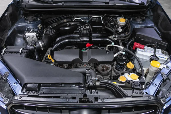 Novosibirsk Russia November 2020 Subaru Hood Car Powerful Engine Closeup - Stock-foto