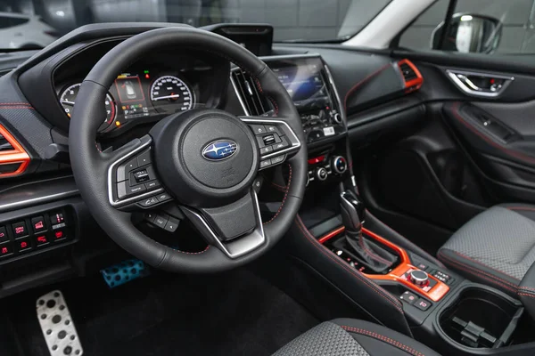 Novosibirsk Russia November 2020 Subaru Forester Cockpit Interior Cabin Details — Stock Photo, Image