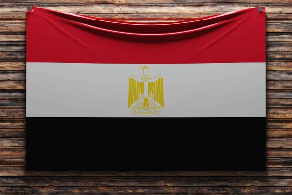 Illustratie Van Nationale Stof Vlag Van Egypte Genageld Een Houten — Stockfoto