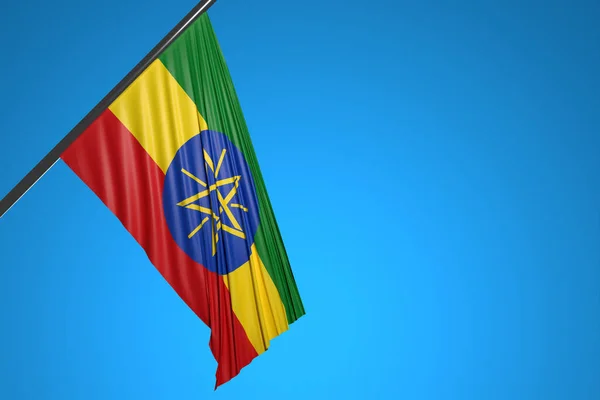 Ilustração Bandeira Nacional Etiópia Mastro Bandeira Metal Agitando Contra Céu — Fotografia de Stock