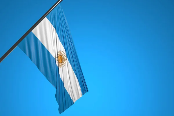 Illustratie Van Nationale Vlag Van Argentinië Een Metalen Vlaggenmast Wapperend — Stockfoto