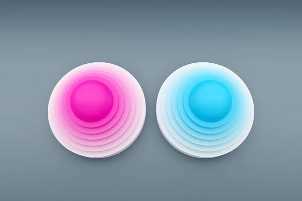 白を基調としたピンクとブルーの2つのボールの3Dイラスト 形状パターン — ストック写真