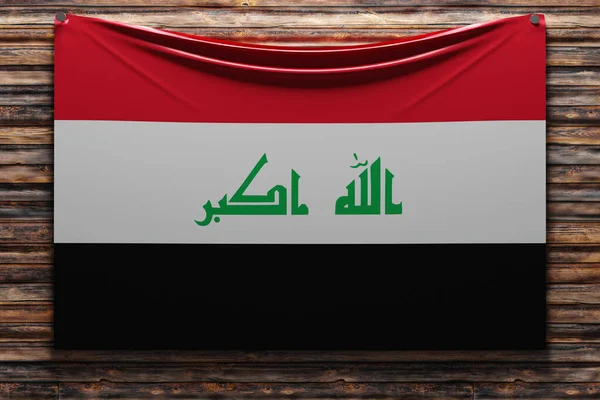 Illustratie Van Nationale Vlag Van Irak Een Houten Muur Genageld — Stockfoto