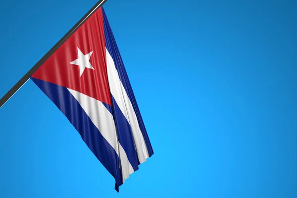 Ilustración Bandera Nacional Cuba Sobre Asta Bandera Metálica Ondeando Contra — Foto de Stock