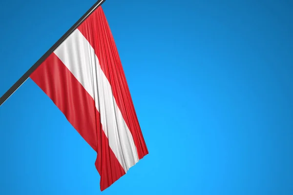 Illustration National Flag Austria Metal Flagpole Fluttering Blue Sky Country — Stock Photo, Image