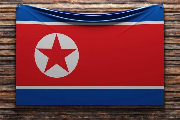Απεικόνιση Της Εθνικής Σημαίας Υφάσματος Της Βόρειας Κορέ — Φωτογραφία Αρχείου