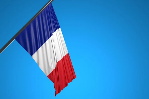 Ilustração Bandeira Nacional França Mastro Bandeira Metal Balançando Contra Céu — Fotografia de Stock
