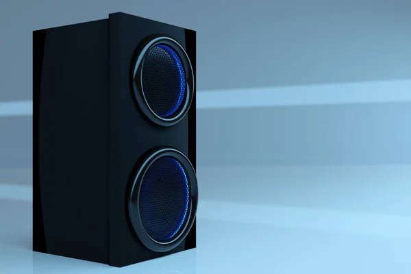 3d illustration music speaker with subwoofer on  blue    isolated background. Speaker audio sound system for concert and party
