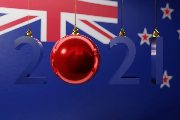 Ілюстрація 2021 Щасливий Новий Рік Тлі Національного Прапора Нової Зеландії — стокове фото