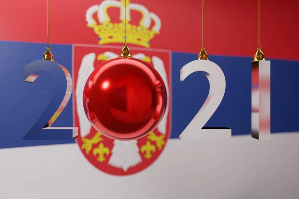 Ilustración 2021 Feliz Año Nuevo Contexto Bandera Nacional Serbia 2021 —  Fotos de Stock