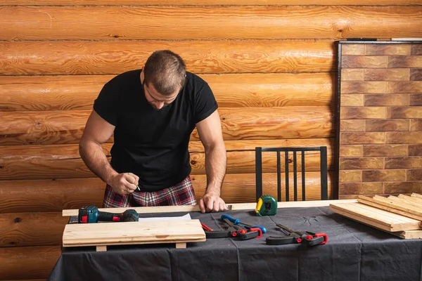 Voor Het Product Een Tafel Werkplaats Een Close Van Een — Stockfoto