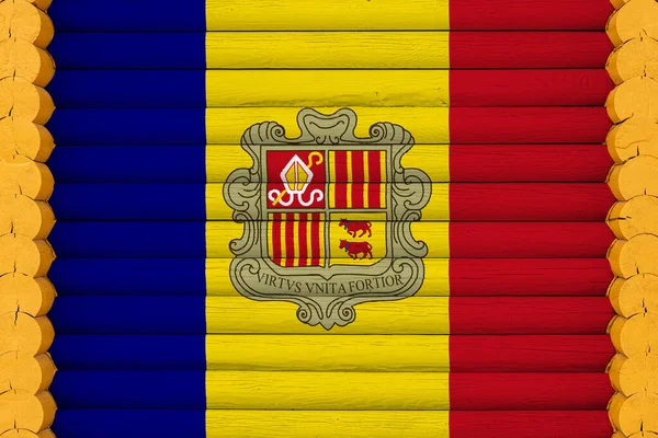 National Flag Andorra Wooden Wall Background Concept National Pride Symbol — Zdjęcie stockowe