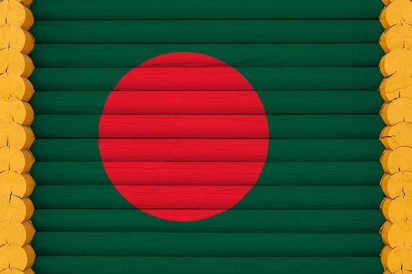 Drapeau National Bangladesh Sur Fond Mur Bois Concept Fierté Nationale — Photo