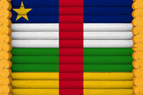 Nemzeti Zászló Közép Afrikai Köztársaság Egy Fából Készült Fal Háttér — Stock Fotó