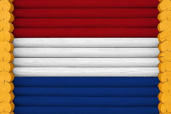 Bandera Nacional Holanda Sobre Fondo Pared Madera Concepto Orgullo Nacional —  Fotos de Stock