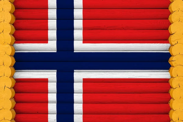 Bandera Nacional Noruega Sobre Fondo Pared Madera Concepto Orgullo Nacional — Foto de Stock