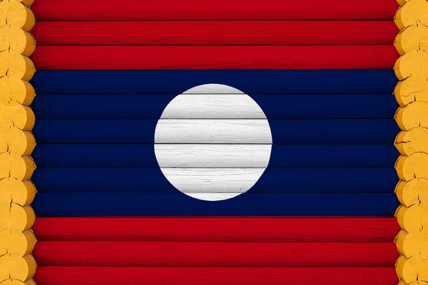 Nationalflagge Von Laos Auf Einem Hölzernen Hintergrund Das Konzept Des — Stockfoto