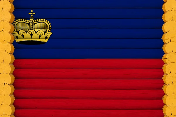Nationale Vlag Van Liechtenstein Een Houten Muurachtergrond Het Concept Van — Stockfoto