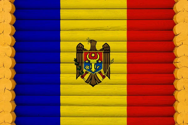 Drapeau National Moldavie Sur Fond Mur Bois Concept Fierté Nationale — Photo