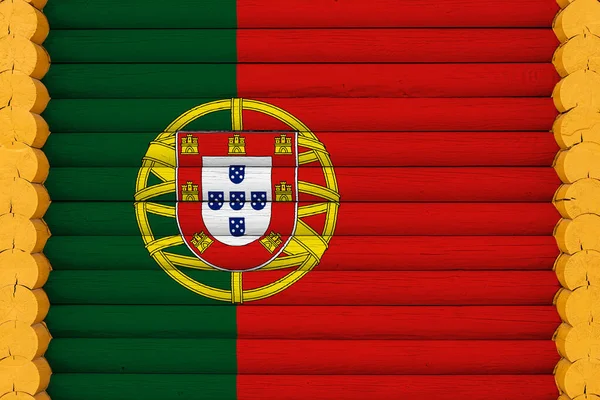 Bandera Nacional Portugal Sobre Fondo Pared Madera Concepto Orgullo Nacional —  Fotos de Stock